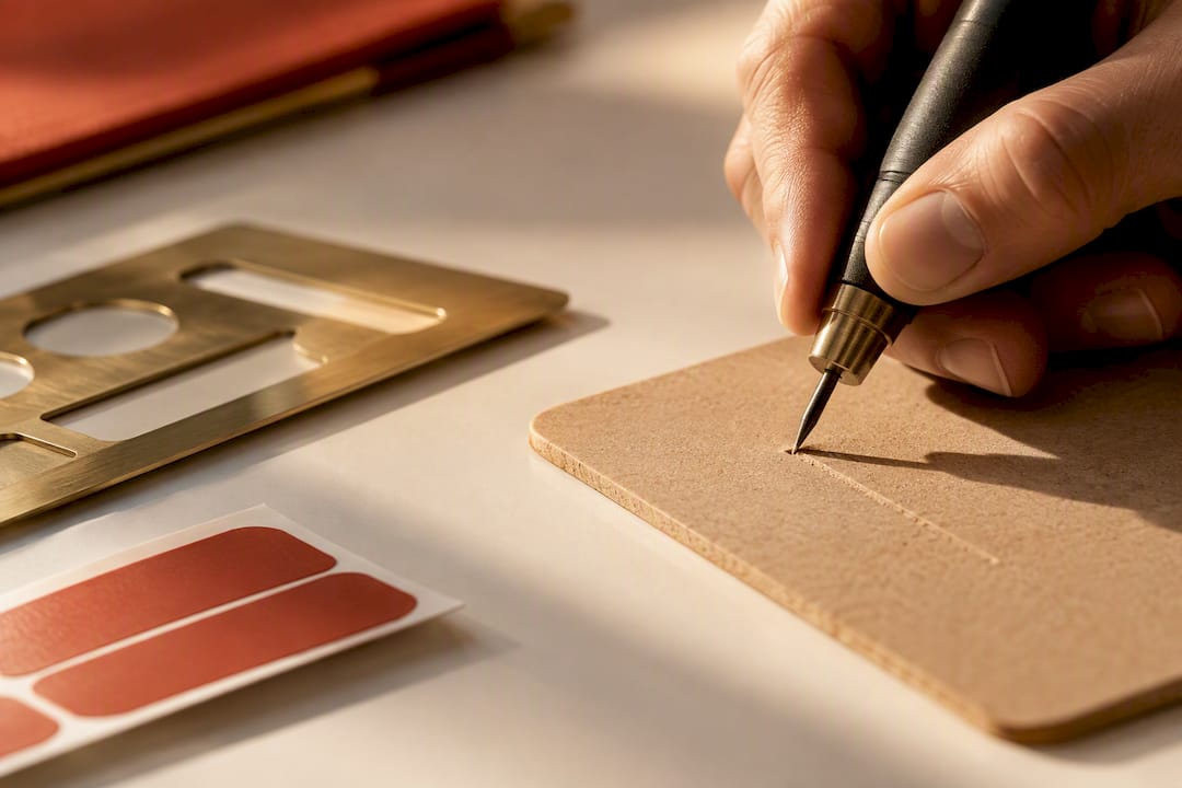 Particolare di incisione su materiale promozionale