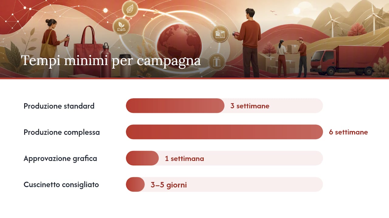 Come pianificare una campagna con gadget sostenibili senza sorprese — overview diagram