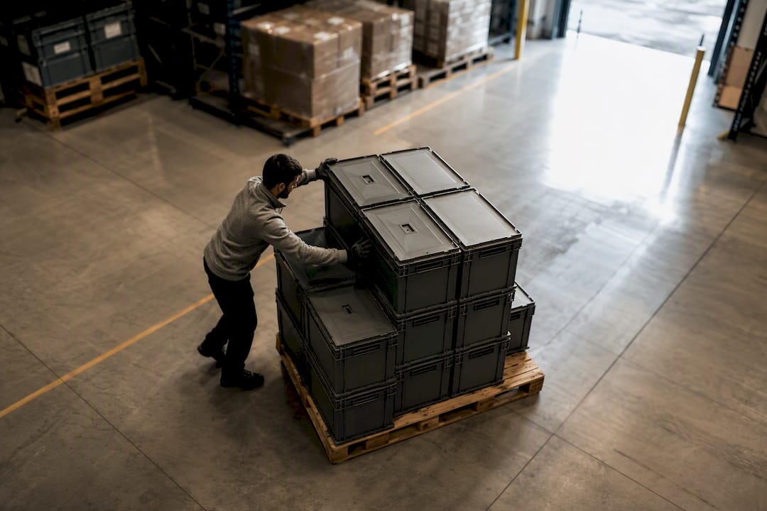 Cassette riutilizzabili in un hub logistico sostenibile